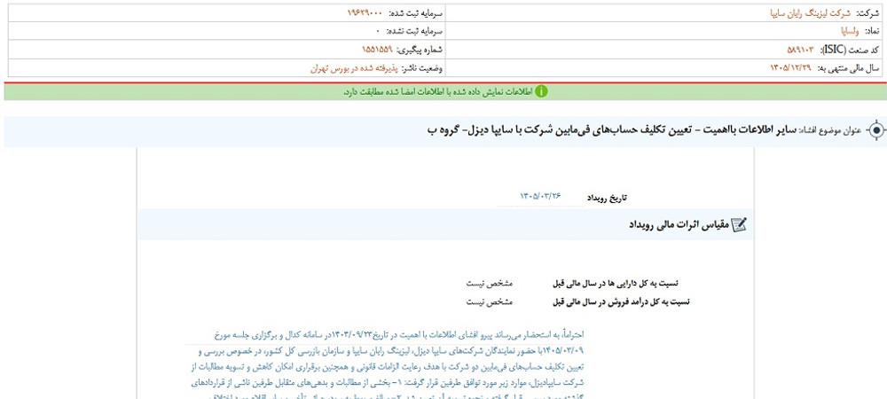 توقف نماد ولساپا به علت افشاي اطلاعات گروه ب