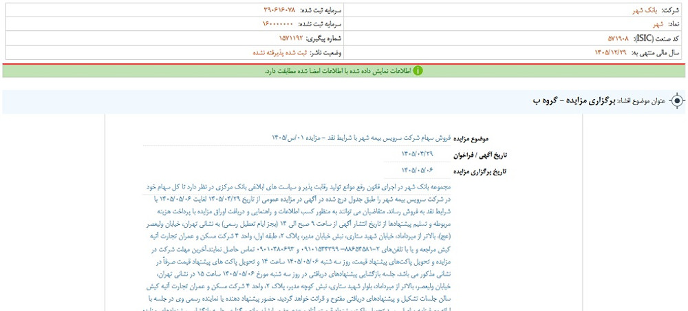 توقف نماد وشهر به علت افشای اطلاعات گروه ب