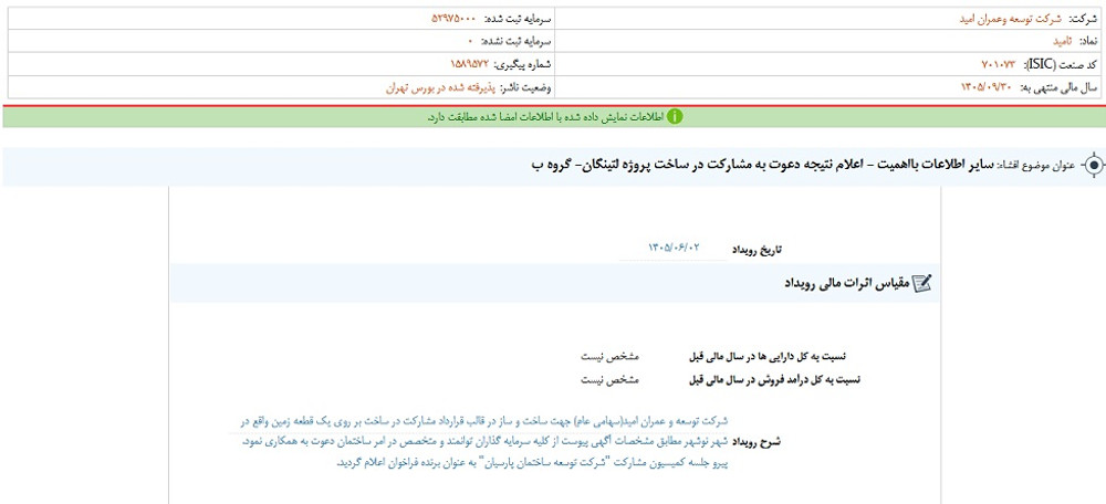 توقف نماد ثامید به دلیل افشای اطلاعات بااهمیت