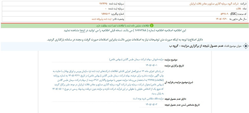 توقف نماد فلات به علت افشای اطلاعات گروه ب