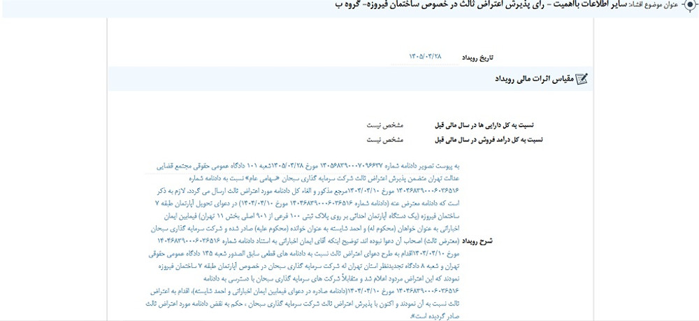 توقف نماد وسبحان به علت افشای اطلاعات گروه ب