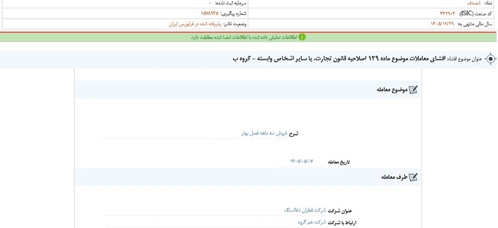 توقف نماد شصدف به علت افشای اطلاعات گروه ب