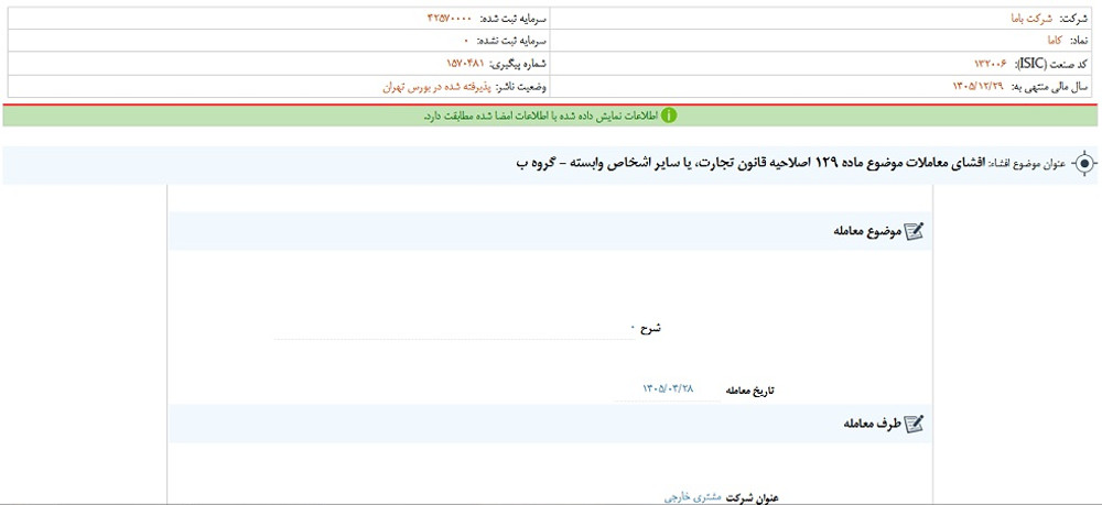 افشای اطلاعات گروه ب؛ توقف نماد کاما