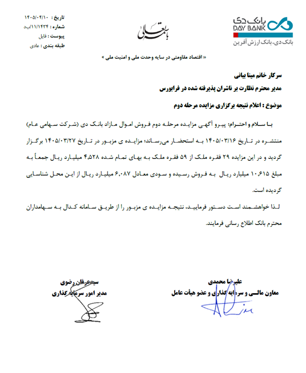 سودآوری بانک دی از فروش دارایی ملکی