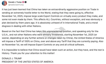 تعرفه ۱۰۰ درصدی ترامپ بر واردات کالا از چین