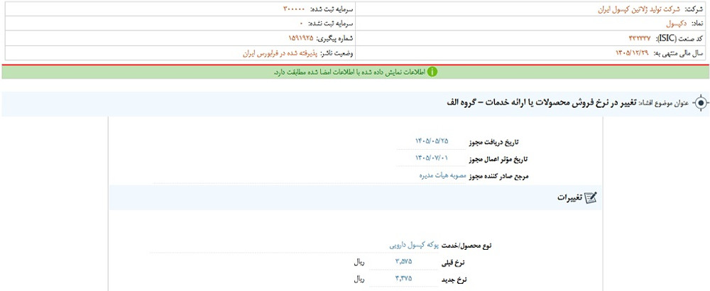 نماد دکپسول پس از افشا؛ متوقف شد