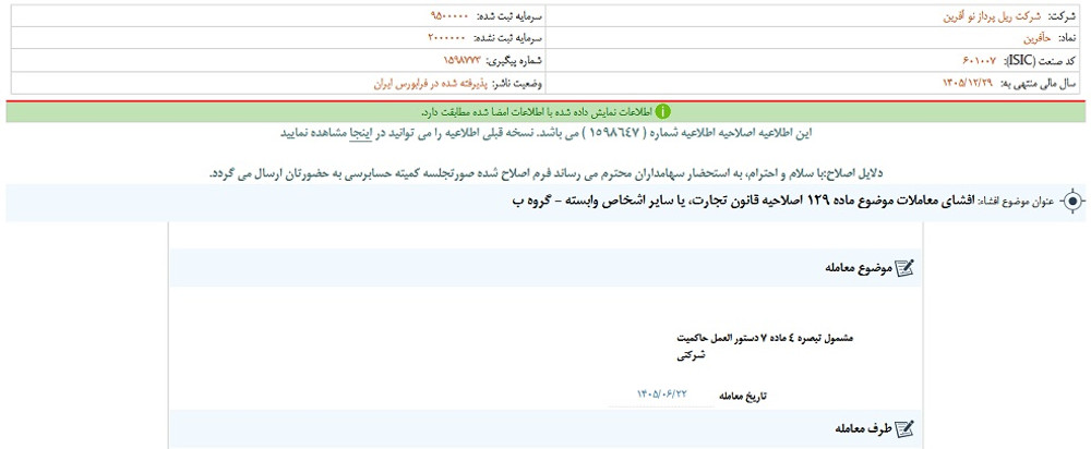 نماد حآفرین پس از افشا ؛ متوقف شد