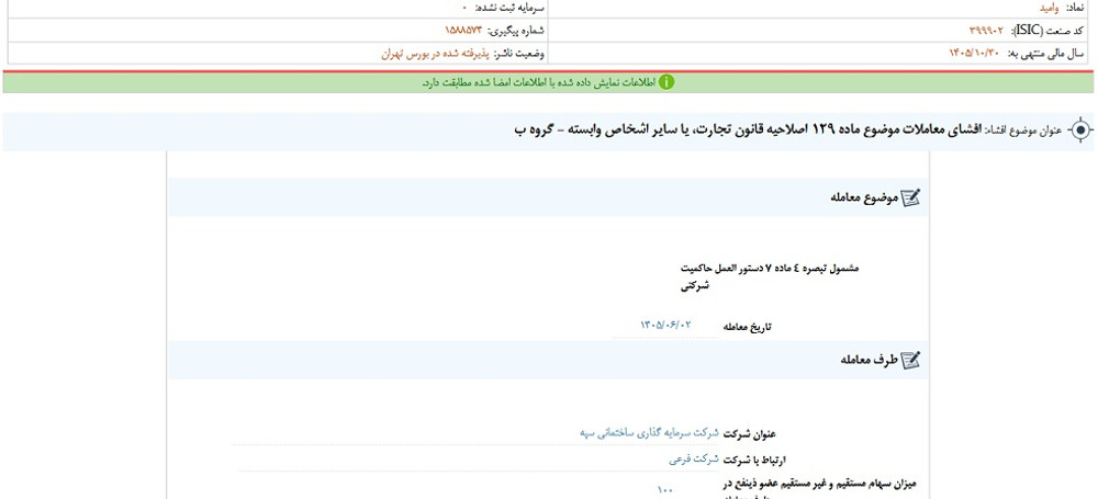 توقف نماد وامید به علت افشای اطلاعات گروه ب