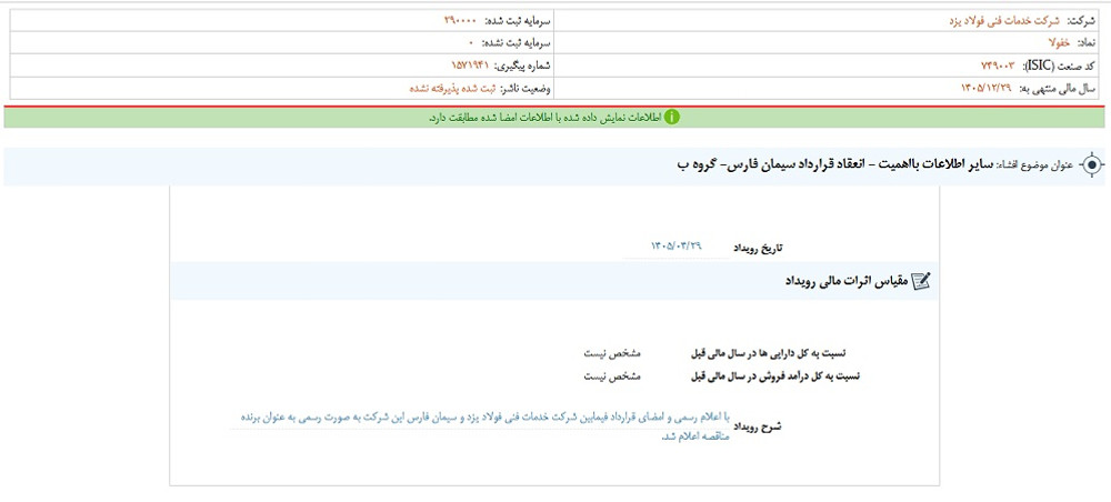 افشای اطلاعات گروه ب؛ توقف نماد خفولا