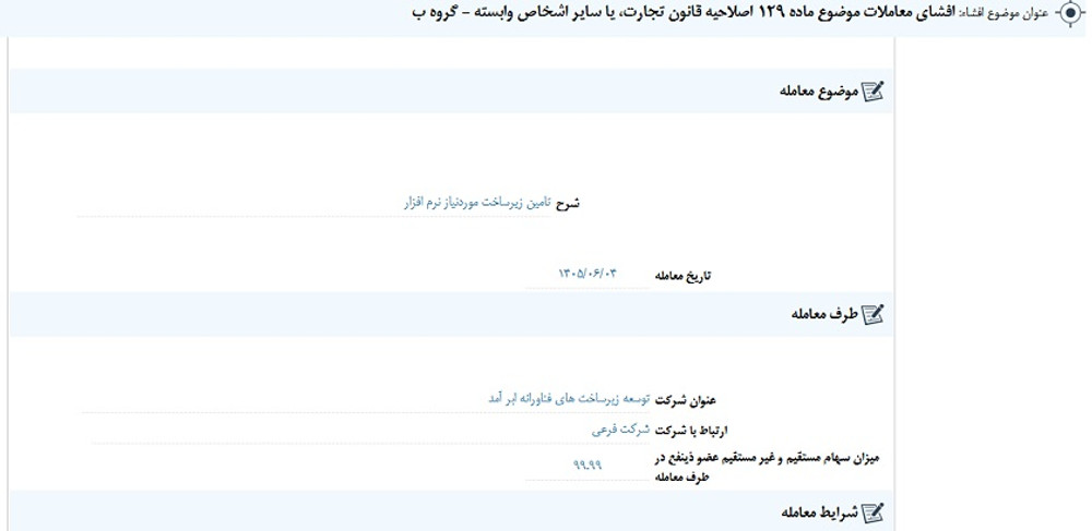 توقف نماد سیستم به علت افشای اطلاعات گروه ب