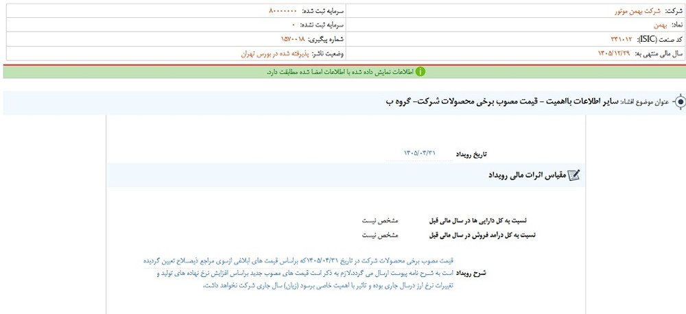 توقف نماد بهمن به علت افشای اطلاعات گروه ب
