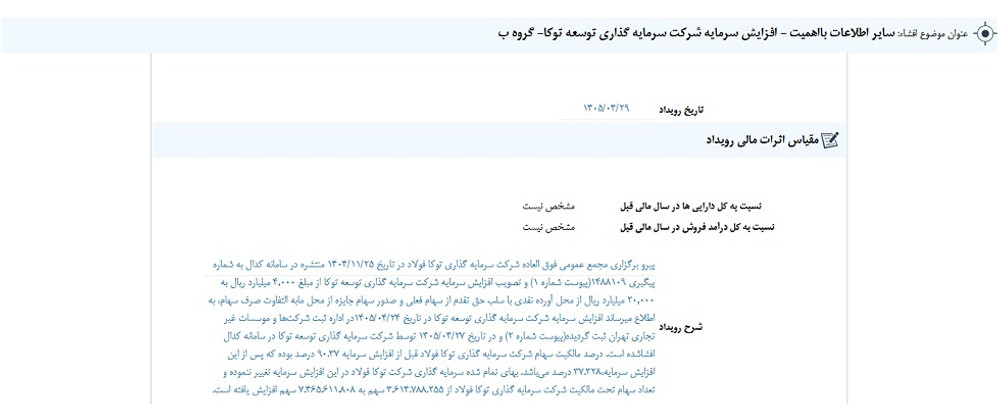 افشای اطلاعات گروه ب؛ توقف نماد وتوکا