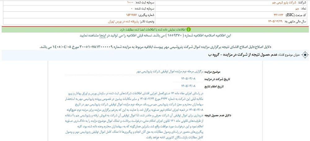 توقف نماد جم به علت افشاي اطلاعات گروه ب