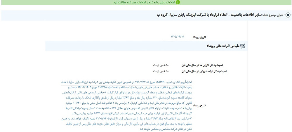 توقف نماد خکاوه به علت افشای اطلاعات گروه ب