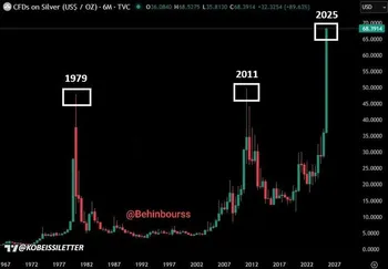 نقره اکنون به‌طور پی‌درپی رکوردهای روزانه جدیدی ثبت می‌کند و تنها در سال ۲۰۲۵ حدود ۱۴۰٪ رشد داشته است