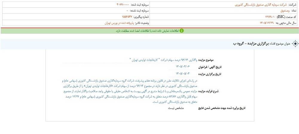 توقف نماد وصندوق به علت افشاي اطلاعات گروه ب