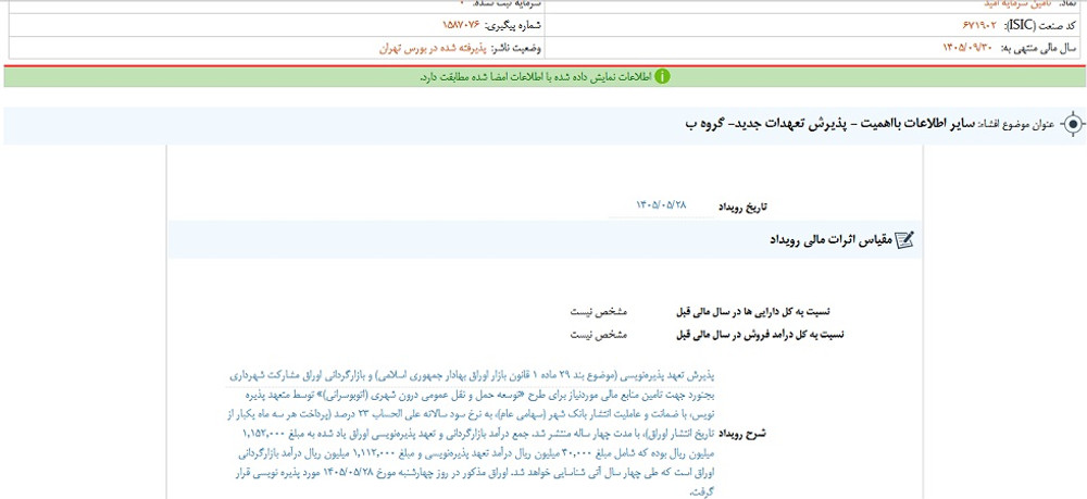 توقف نماد امید به علت افشای اطلاعات گروه ب