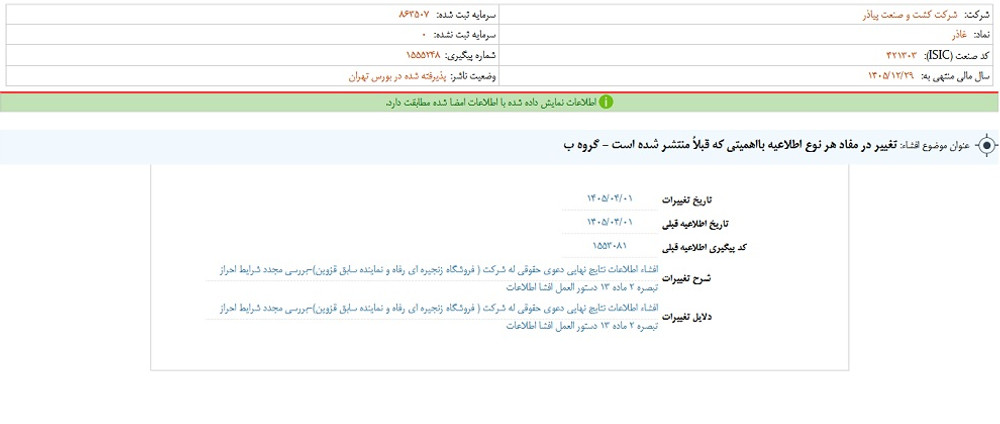 توقف نماد غاذر به علت افشاي اطلاعات گروه ب