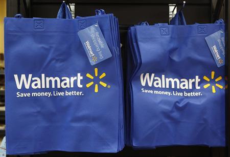 File photo of re-useable Walmart bags in a newly opened Walmart Neighborhood Market in Chicago
